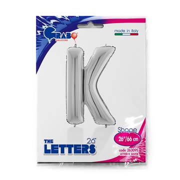 Шар буква "К", 66см Silver