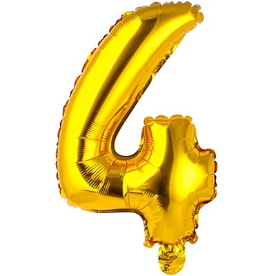 Шар цифра "4", 36см Gold