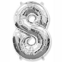 Шарик цифра "8", Silver 81см