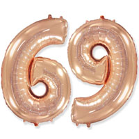 Шарик цифра "6" или "9", 101см Rose Gold