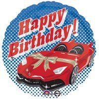 Шар 45см Happy Birthday Спорткар