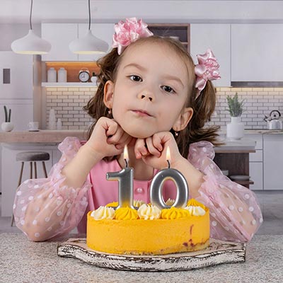 Свечи-цифры Свеча -цифра "0" Серебряная, 8 см