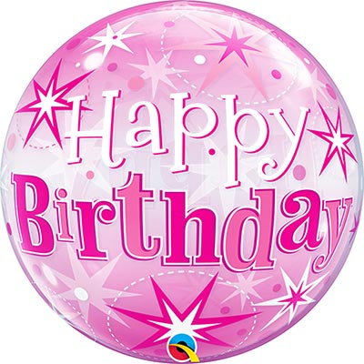 День рождения Шары Шар BUBBLE 22" HB Искры розовый, 56см 1202-2901