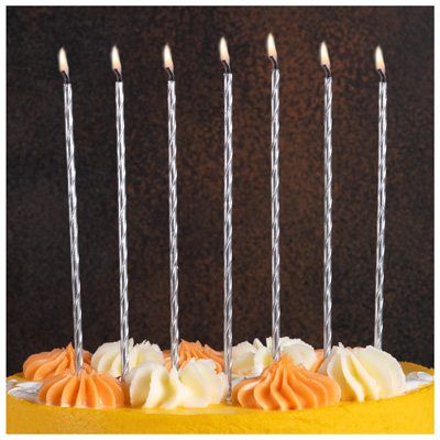 Свечи для торта Серебряные 17см 24шт