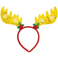 Ободок Рога Оленя с золотыми пайетками