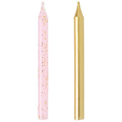 Свечи для торта Золото Розовые блеск