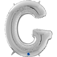 Шар буква "G", 66см Silver