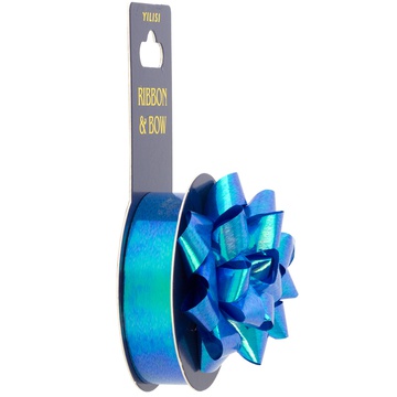 Бант звезда + Лента металлик синий