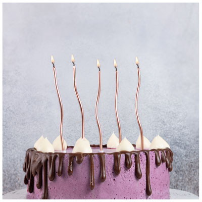 Свечи для торта Свечи Волна роз золото с подст 12шт 13см
