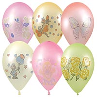 Шар 30см неон с рисунком ассорти