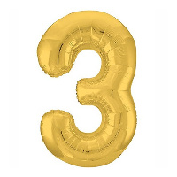 Шар цифра "3", 101см Металлик Gold