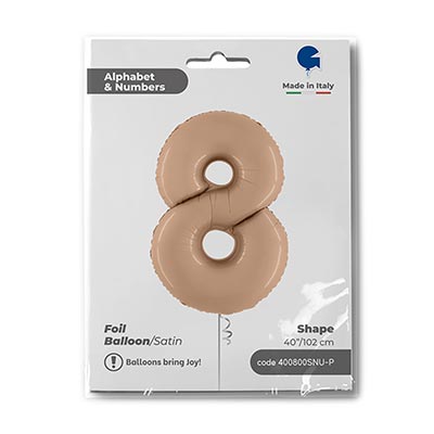 Шар цифра "8" 101см, Нюдовый Сатин