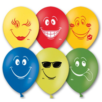 Шарики с рисунком Улыбка 30см, 5шт