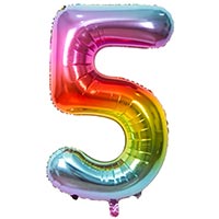 Шар цифра "5", 101см Радуга металлик