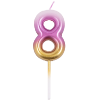 Свеча -цифра "8" Омбре розов/золот 6см