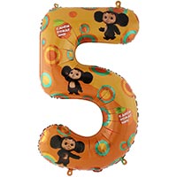Шар цифра "5" 100см Чебурашка