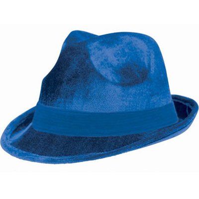 Шляпа-федора велюр синяя/A