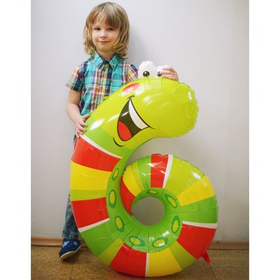 Шар цифра "6", 91см Гусеница