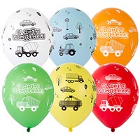 Шары 36см С Днем Рождения Машинки