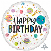 Шар 45см Happy Birthday Космос
