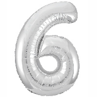 Шар цифра "6", 101см Металлик Silver