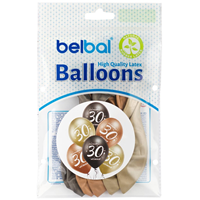 Шар с рисунком 14" Хром Юбилей - 30. 6шт