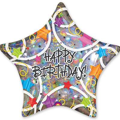 Happy Birthday Шар ДЖАМБО 81см HB Звезды разноцветные 1203-0247