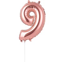 Шарик цифра "9" 40см RoseGold под воздух
