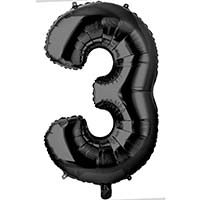 Шар цифра "3", 66см Black