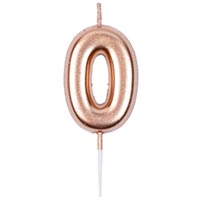 Свеча -цифра "0" Розовое золото 4,5см