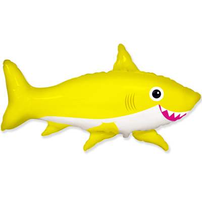 Шарики из фольги Шар фигура Акула веселая желтая