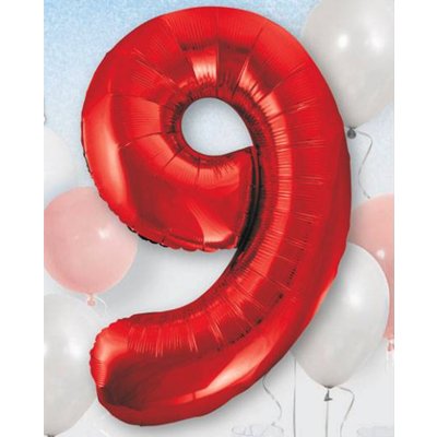 Шар цифра "9", 101см Red