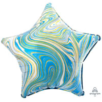 Шар 45см Звезда Мрамор Blue