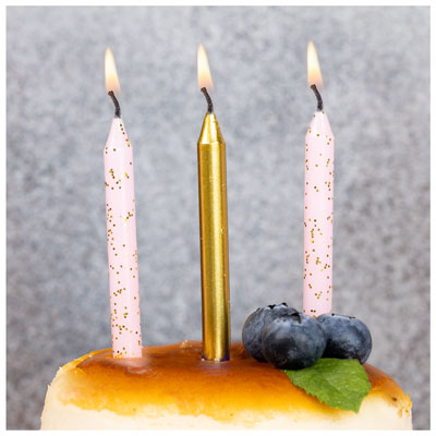 Свечи для торта Золото Розовые блеск