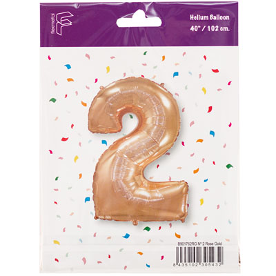 Шарик цифра "2", 101см Rose Gold