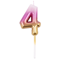 Свеча -цифра "4" Омбре розов/золот 6см