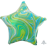 Шар 45см Звезда Мрамор Blue Green