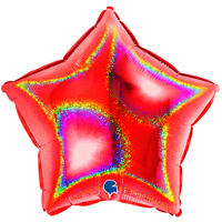 Шар голографический ЗВЕЗДА 45см Red