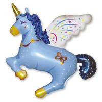 Шар фигура Единорог волшебный синий