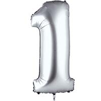 Шар цифра "1", 66см Silver