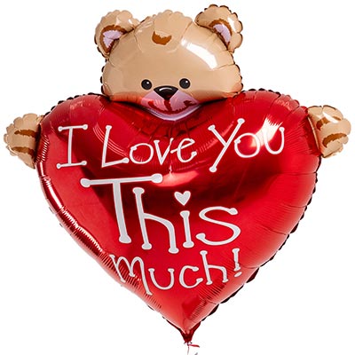 Валентинов День Шар фигура Сердце с мишкой I Love You 1207-1502