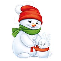 Плакат Снеговик с зайчиком 30х41см