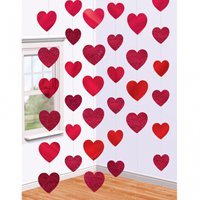 Гирлянда вертик Сердца красные 210см