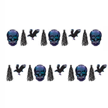 Гирлянда тассел Череп и Ворон, 300 см