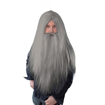Парик Волшебника с бородой серый