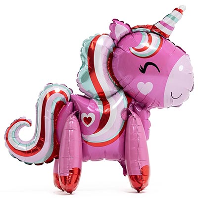 Единорог Шар ходячий Единорог розовый с сердцами 1208-0463