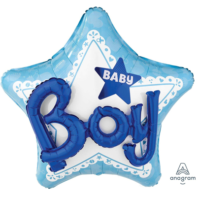 Шарики из фольги Шар ДЖАМБО Baby Boy звезда голубая