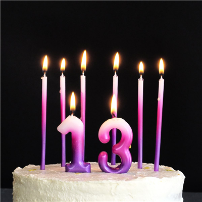 Свеча -цифра "1" Омбре розов/фиолет 6смG