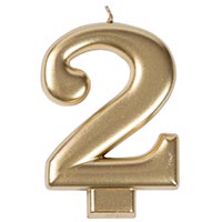 Свеча -цифра "2" Золотая, 8 см