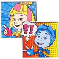 Салфетки малые Фиксики Комиксы, 12штук